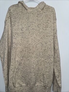 The Normal Brand Cream Speckled Knit Hoodie Sweater